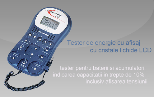 tester pentru baterii si acumulatori, 
indicarea capacitatii in trepte de 10%, 
inclusiv afisarea tensiunii